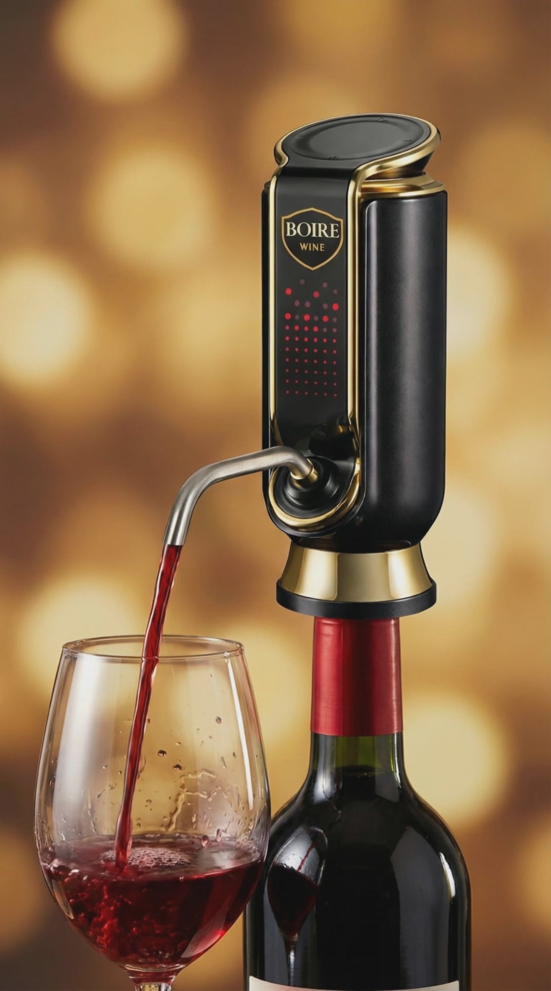 Boire Electric Wine Aerator, Dispenser & Vacuum Saver with LED Display